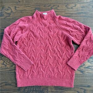Women’s soft Thread & Supply Cable Knit Crewneck  - Rich Rose Large